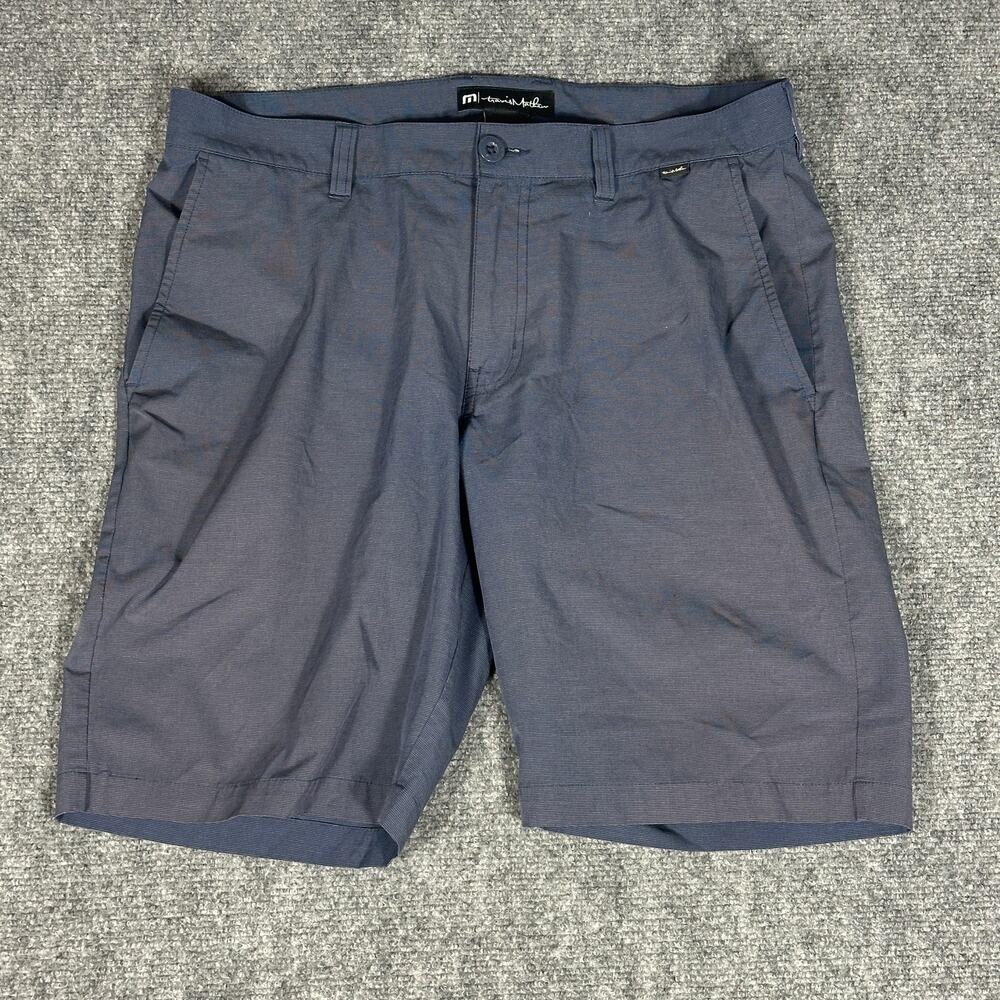 TravisMathew Golf Shorts Men's 34 Navy Performance Stretch Flat Front 9" Inseam